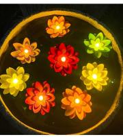 Lámpara De Noche LED Multicolor Loto Sensor 10CM 6PCS Flor Flotante Para Jardín Y Acuario Decoración Festiva Luz De Loto - details 1