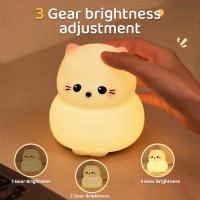 Luz Nocturna De Gato De Silicona Lindo Dimmer Recargable Para Decoración De Habitaciones De Niños Luz Táctil Sin Cable Para Dormitorio Infantil - details 1