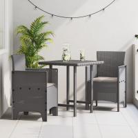 Silla de jardín vidaXL Juego de 2 Gris claro Poliratán y acero Estándar - details 0