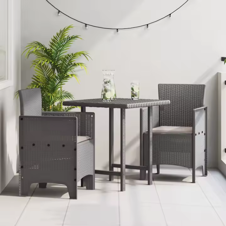 Silla de jardín vidaXL Juego de 2 Gris claro Poliratán y acero Estándar - 1