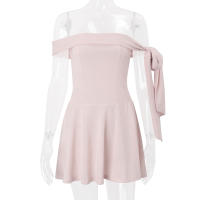 Vestido Mini De Hombros Descubiertos Elegante Solido Alta Cintura WhereMery Y2K Dulce Streetwear Sin Mangas Para Mujer Primavera Verano - details 9