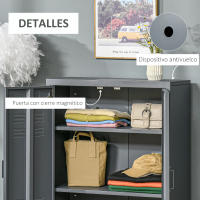 HOMCOM Armario Metálico de Almacenamiento con Doble Puerta de Bisagras y 2 Baldas Ajustables Multiusos para Oficina Salón Dormitorio 75x33x110 cm Gris - details 5