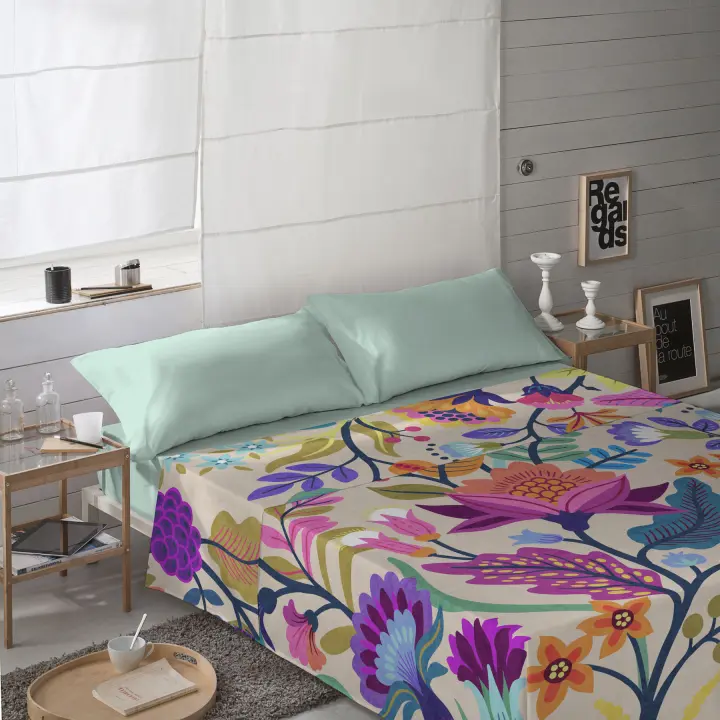 ICEHOME - Juego de Sábanas Estampado 2/3 Piezas - Algodón Extra Suave - Fabricado en España - Cama 90/135/150/180 - MARENA BEIGE - 1