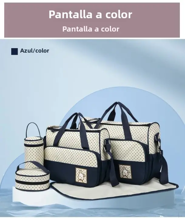 Bolso De Madre Y Bebé Estiloso De 5 Piezas Con Almohadilla Para Pañales Y Compartimento Para Botella Separado Gran Capacidad - 1