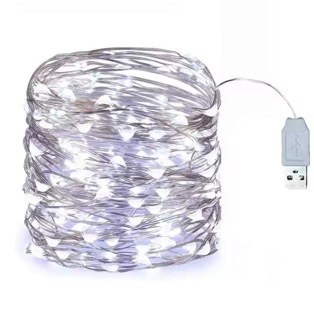 Luces LED USB Cadena De Luces De Cobre Y Plata Guirnalda De Luz Impermeable Para Decoración De Navidad Y Bodas Al Aire Libre - 1