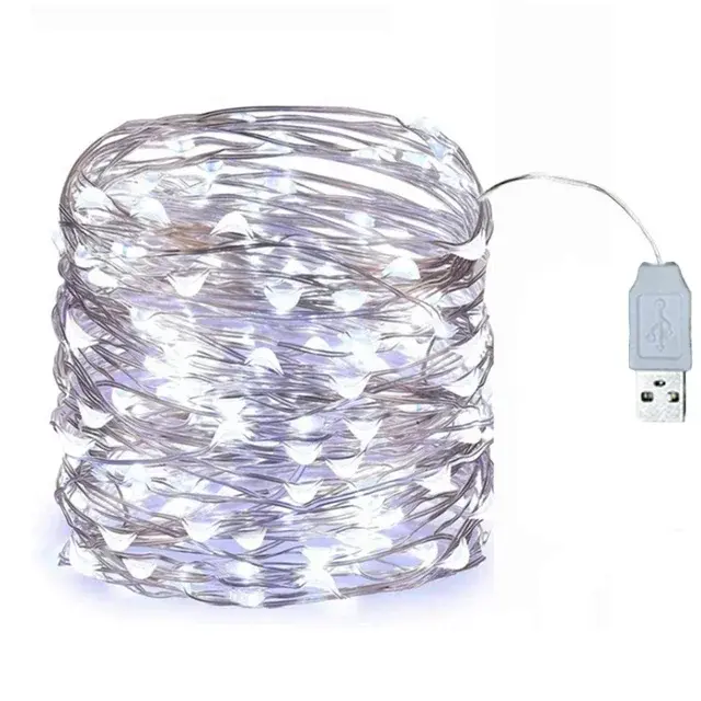 Luces LED USB Cadena De Luces De Cobre Y Plata Guirnalda De Luz Impermeable Para Decoración De Navidad Y Bodas Al Aire Libre - 1
