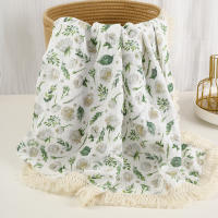 Manta De Algodón Muselina Para Bebé Con Borlas Swaddle Recibimiento Para Recién Nacidos Funda De Cuna Y Silla De Coche - details 5