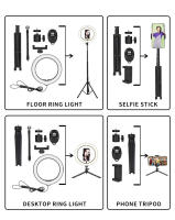 Aro de Luz Led 25cm con Doble Tripode, 1 Sobremesa y 1 de Pie, Anillo de Luz 12W con Mando Bluetooth para Control del Móvil, Ringlight con 3 pinzas para Movil,160cm Altura, Potencia y Colores Regulable, para Influencer de Tiktok Youtube Instagram - details 3