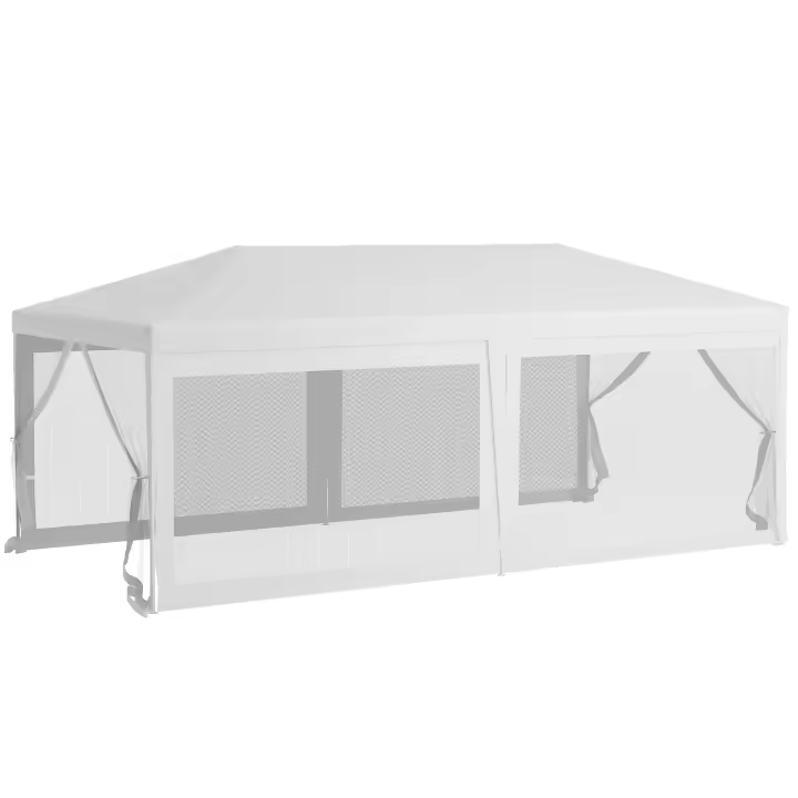Outsunny Carpa de Jardín 6x3 m Cenador Desmontable Exterior con 6 Mosquiteras Laterales 2 Puertas con Cremallera para Terraza Patio Blanco - 1
