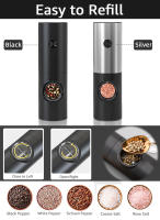 Juego De Molinillos Eléctricos De Pimienta Y Sal Con Base LED Regulable Recargable Herramienta De Cocina Ecológica Plástico - details 3