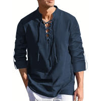 Camisa De Renacimiento Para Hombre Pirate Viking Medieval Camisa De Halloween Transpirable Top De Manga Larga Para Fiestas Diarias Streetwear Casual - details 4