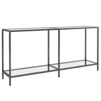 Vidaxl Mesa Consola Vidrio Templado 160x35x75,5 Cm Transparente Negro Mármol Blanco - details 2