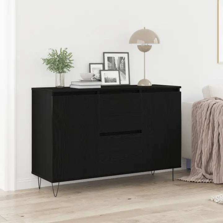 vidaXL Aparador Negro de Roble 101,5x35x70 cm de Madera Elaborada - 1