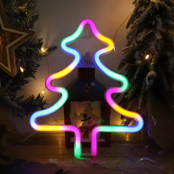 Luz De Neón LED Para Decoración Interior Adecuada Para Navidad Cumpleaños Dormitorios Bodas Bares Clubs Hogares Forma De Árbol De Navidad Material ABS - 1