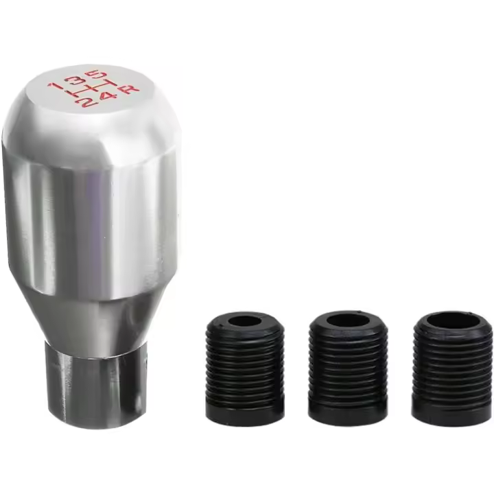 Perilla De Cambio De Marchas, Palanca De Cambios Manual Con 3 Adaptadores, Adaptador Universal Pomo Cambio Engranaje Aleación Aluminio, Palanca Cambios Manual 5 Velocidades Para Coche(Plata) - 1