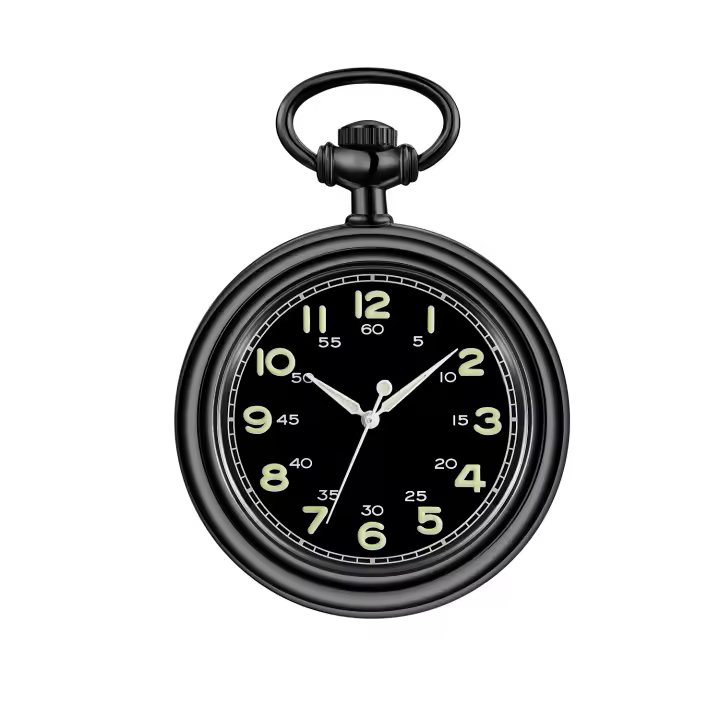 Reloj De Bolsillo Mecánico Clásico Retro Luminoso Para Hombres Y Mujeres Con Marcadores Arábigos Dobles Y Placa Planastra - 1