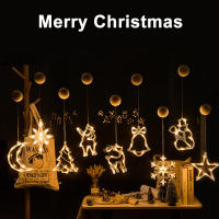 Lámpara Colgante De Navidad LED Con Luces De Navidad En Forma De Campana Hombre De Nieve Estrella Decoración Para Ventanas Y Hogar Piloto Incluido - details 4