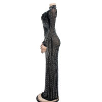 Vestido De Baile Elegante Para Mujer Con Diamantes Y Malla Largo De Manga Elegante Para Fiesta Y Noche Vestido De Lujo - details 8