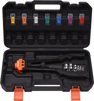 Remachadora de Tuercas estuche 7 pzs -  Herramienta Profesional con Carcasa de Aluminio Fundido a Presión y Empuñaduras Plastificadas - Incluye Cabezas Intercambiables para Tuercas de Remache M3 a M12 - details 0