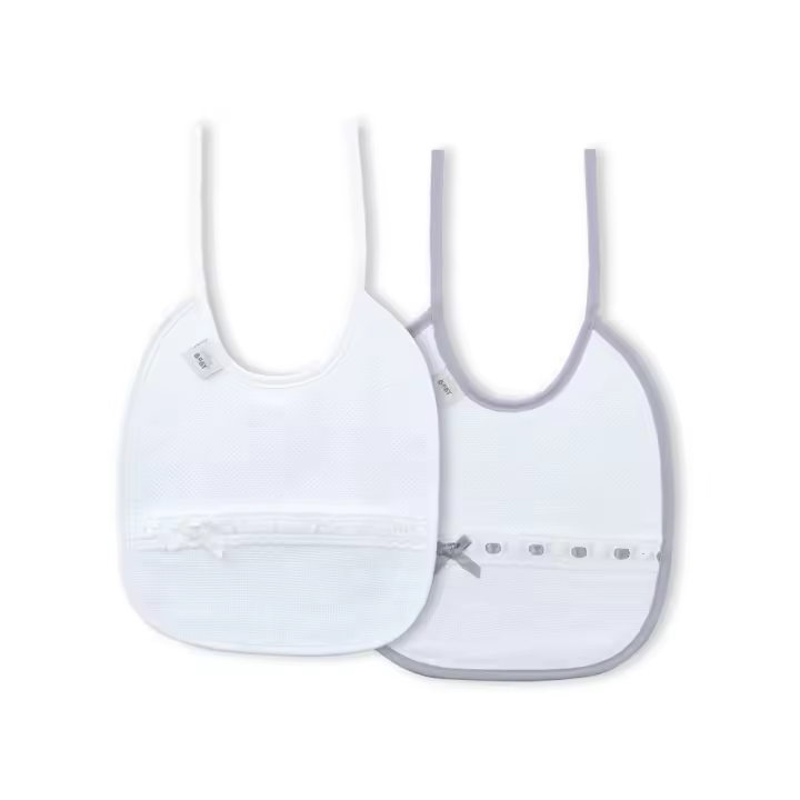 BAVETE (PACK 2 UNIDADES) 100% ALGODÃO- CINZA & BRANCO - 1
