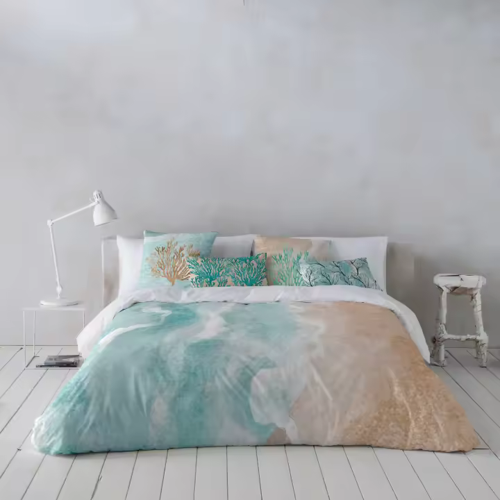 ICEHOME - Funda Nórdica Estampada - Algodón Extrasuave - Incluye 1 o 2 Fundas de Almohada - Cama 90/135/150/180 cm - SEA SALT - 1