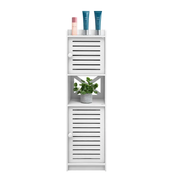 Mueble de baño mueble almacenaje con 2 puertas con compartimento abierto blanco - 1
