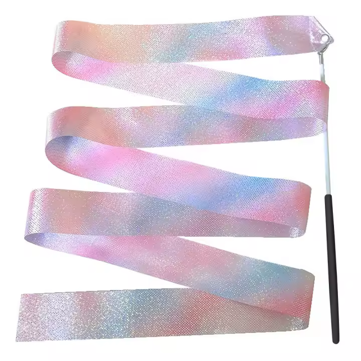 Banda De Danza Brillante Y Plateada 2m/4m Para Niños Accesorios De Entrenamiento De Gimnasia Y Ballet Rodillo De Twirling Artístico De Aro De Deporte - 1
