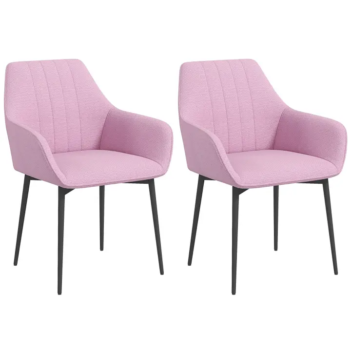 HOMCOM Juego de 2 Sillas de Comedor Decorativas Tapizadas en Lino Transpirable con Respaldo Ergonómico Reposabrazos y Patas de Metal 59,5x56,5x81 cm - 1