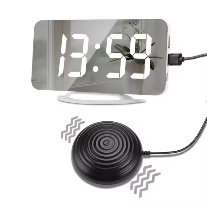 1 Set Mirror Surface Shaking Alarm Clock Electronic LED Clock with Unique Design for Home Bedroom Office Lightweight Multi Scene Use Present - 1
