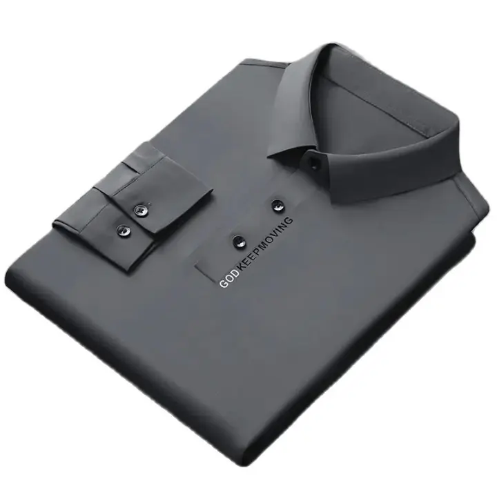 Camisa Polo De Lujo Para Hombre Estilo Británico Con Estampado Y Manga Larga Calidad Superior Moda Invernal Sin Rastros - 1