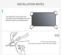 Portable projection screen with holes, outdoor projection screen, black frame, anti-glare, metallic gray, home use, 60-133 inches, 16:9 - details 2