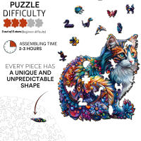 Puzzle De Madera Para Adultos Con Forma De Animal Único Jigsaw Puzzles De Gato Para Familia Y Amigos Juego De Razonamiento Y Memoria - details 1