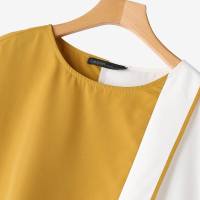 Vestido Mini De Color Bloque ZANZEA Para Mujer Estilo Casual Asimétrico Sólido Moda Verano Manga Corta Vintage Con Costuras Ropa De Sol - details 10