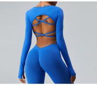 Top Deportivo De Manga Larga Para Mujer Sexy Cruzado En La Espalda Rápido Secado Yoga Gimnasio Entrenamiento Crop Top Casual - details 4