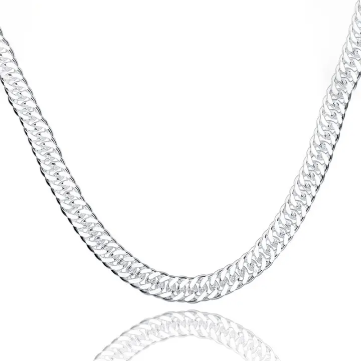 925 Sterling Silver 10mm Chain Necklace For Men's Women Fashion Charming Jewelry - 1