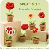 Kit De Tejer Para Principiantes Adultos Con Instrucciones Paso a Paso Kit De Crochet Fácil Tema De Flores Material De Hilo De Algodón - details 4