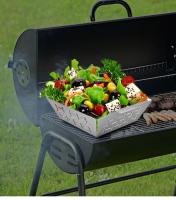 Parrilla De Acero Inoxidable Cuadrada Para Hornear Y Barbacoa Con Agujero Para Drenaje Cesta De Parrilla Para Verduras Herramientas De Barbacoa - details 5