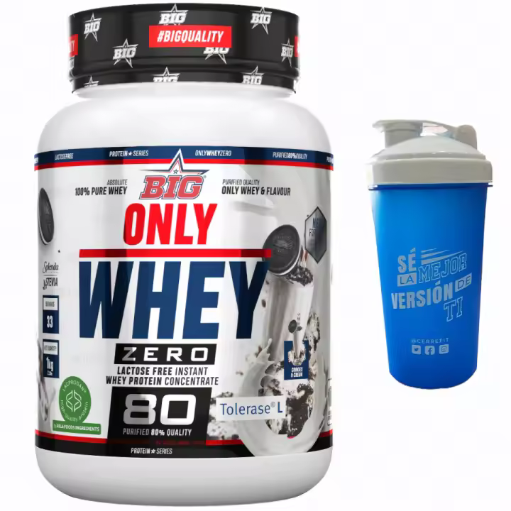 ONLY WHEY *todos los sabores*  (1KG) - Big + mezclador aleatorio / Baja en lactosa  Baja en grasa  Alta calidad  Deliciosa - 1