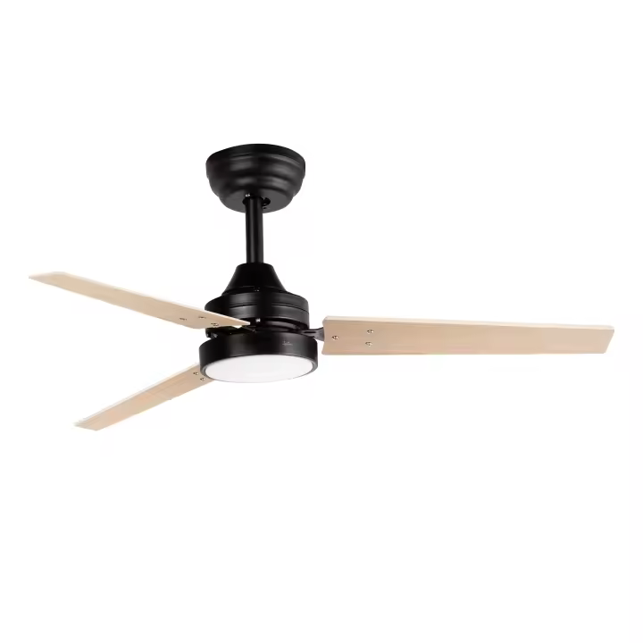 Ventilador de techo con luz JATA JVTE4250 con 6 velocidades. Aspas de Madera. Función Reverse Invierno / Verano. Diámetro: 106 cm. Luz LED con 3 temperaturas. Motor DC. Con Mando. 10234,2 m3/h - 1