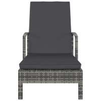 vidaXL Tumbona con cojín de ratán sintético Marrón, Negro, Gris Sillas de Exterior Ideal para jardín, playa, piscina, terraza Tumbona Piscina Tumbonas Playa Tumbonas Jardín Exterior - details 2