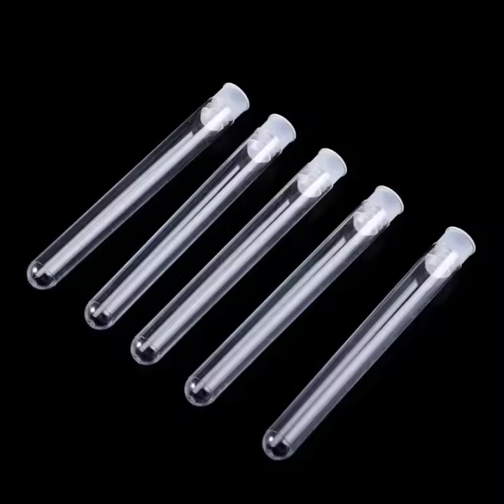 50Pcs Tubos De Prueba De Plástico Transparentes 12x100mm Con Tapa Empuñadura Para Laboratorio Escolar Suministros De Química - 1