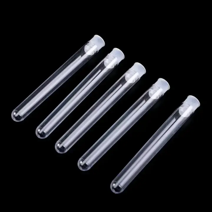 50Pcs Tubos De Prueba De Plástico Transparentes 12x100mm Con Tapa Empuñadura Para Laboratorio Escolar Suministros De Química - 1