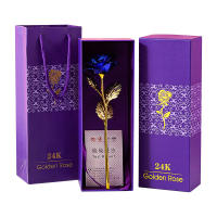 Rosa Dorada 24K Artificial Colorida Flor Metálica Regalo Único Para Las Mujeres En Día De San Valentín Con Caja De Regalo Decoración - details 1