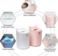 Humidificador de aire pequeño de 9,88*5,95 pulgadas, apagado automático las 24 horas, alimentación por USB, difusor de aroma ultrasónico de 3 litros, 7 colores, silencioso, 2 boquillas, 3 modos, adecuado para dormitorios, oficinas y automóviles - details 2