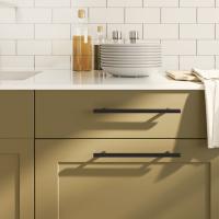vidaXL Tiradores para armarios 10 uds acero inoxidable 192 mm en color Negro/Dorado | almacenamiento funcional diseño moderno para baño dormitorio sala - details 0