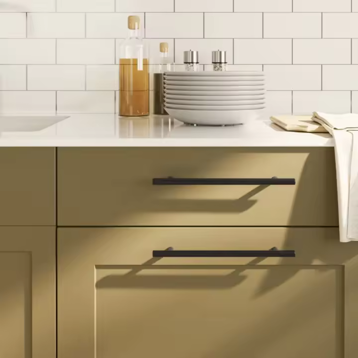 vidaXL Tiradores para armarios 10 uds acero inoxidable 192 mm en color Negro/Dorado | almacenamiento funcional diseño moderno para baño dormitorio sala - 1