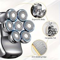 Afeitadora Eléctrica Para Hombres 7 Cuchillas Recargable Impermeable Máquina De Afeitar Barba Y Cabeza Con Dispositivo De Afeitar Facilidad - details 0
