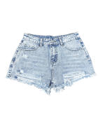 Shorts De Mezclilla Destrozados Para Mujer Cintura Media Estilo Casual Popular En Primavera Y Verano Moda Larga Y Suelta - details 7