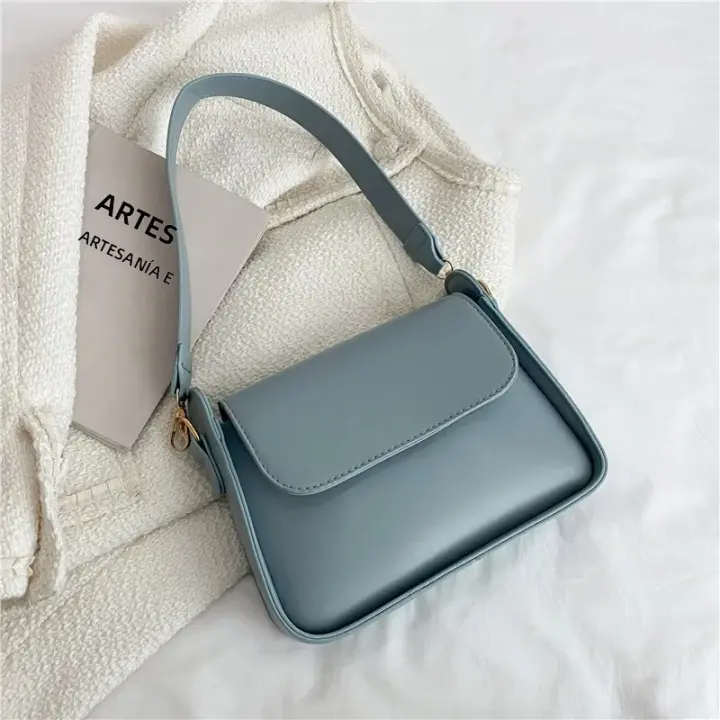 Bolso De Hombro Para Mujer De Moda En Cuero PU Color Sólido Bolso De Armpita Diseñador Bolsa De Mano Y Monedero Para Niñas - 1