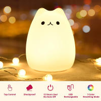 Lámpara Nocturna De Gato Lindo Para Niños 7 Colores Control Por Toque Ahorro De Energía LED Regalos Lindos Para Niñas Y Niños Luz De Dormitorio De Silicona - details 11